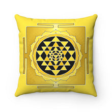 Load image into Gallery viewer, Sri Yantra Yellow Spun Polyester Square Pillow

