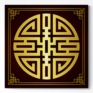 Cái Feng Shui Symbol of Wealth Attraction on Square Canvas