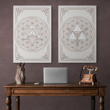 Load image into Gallery viewer, J-MAC Digital Art Merkaba Flower of Life Sacred Geometry Portrait Canvas Wall Art Set
