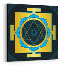Load image into Gallery viewer, Lakshmi Yantra (Cyan) on Square Canvas
