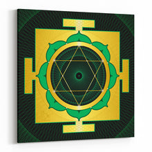 Load image into Gallery viewer, Lakshmi Yantra (Green) on Square Canvas
