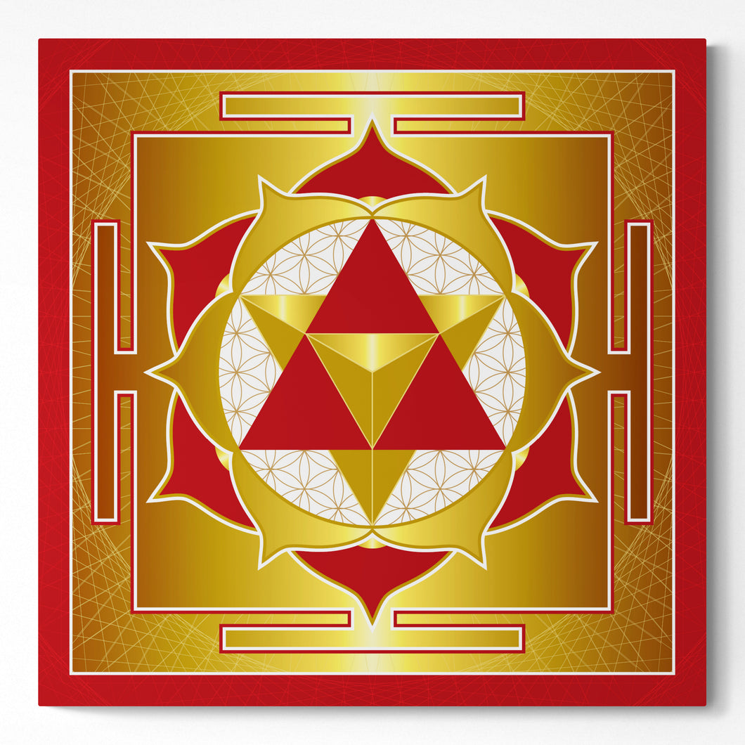 Seed of Life Merkaba Yantra (Red) on Square Canvas - Type A