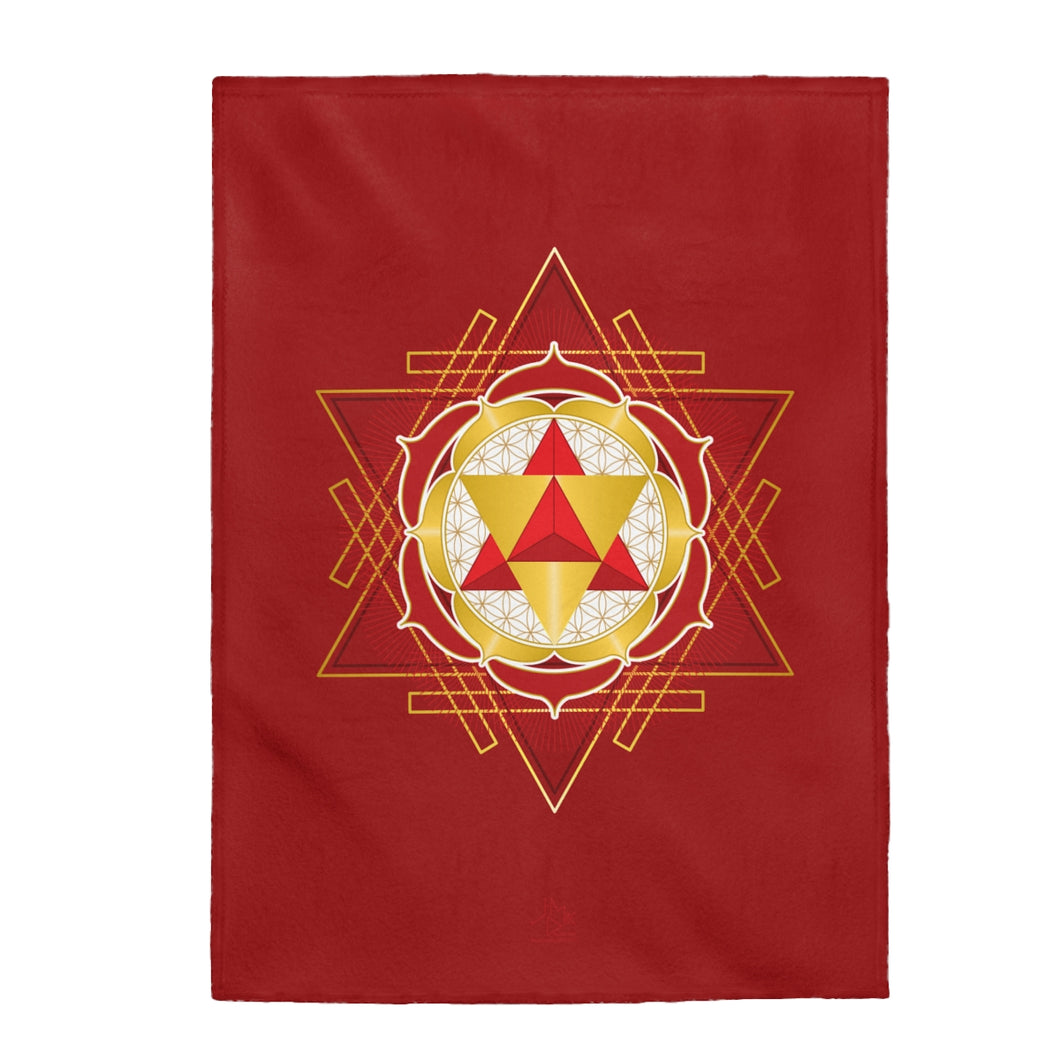 Merkaba Star Tetrahedron Velveteen Plush Blanket (Red)