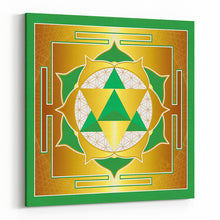 Load image into Gallery viewer, Seed of Life Merkaba Yantra (Green) on Square Canvas - Type B
