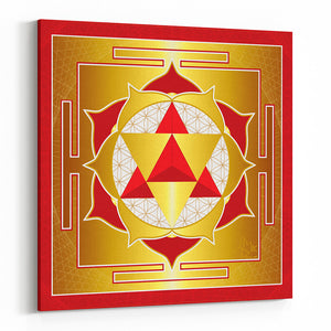 Seed of Life Merkaba Yantra (Red) on Square Canvas - Type B