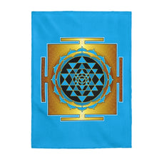 Load image into Gallery viewer, Sri Yantra Cyan Velveteen Plush Blanket
