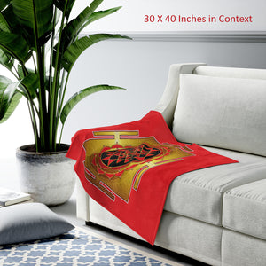 Sri Yantra Red Velveteen Plush Blanket