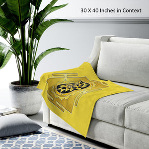 Sri Yantra Yellow Velveteen Plush Blanket