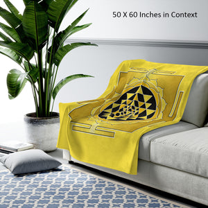 Sri Yantra Yellow Velveteen Plush Blanket