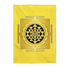 Load image into Gallery viewer, Sri Yantra Yellow Velveteen Plush Blanket
