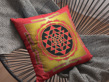 Load image into Gallery viewer, Sri Yantra Red Spun Polyester Square Pillow
