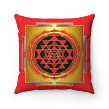 Load image into Gallery viewer, Sri Yantra Red Spun Polyester Square Pillow
